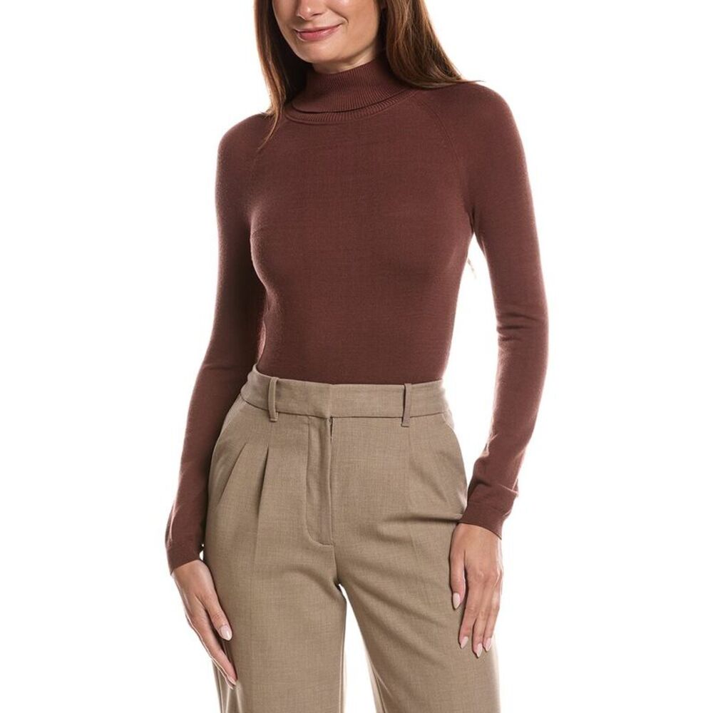 Lafayette 148 New York Womens  Raglan Sleeve Turtleneck Bodysuit, Brown